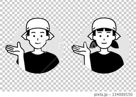 Icon set of male and female izakaya waiters providing guidance Icon set of male and female izakaya waiters providing guidance 134089150