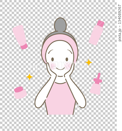 女性正在考慮護膚 134089267