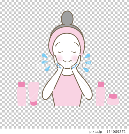 Women washing their face Women washing their face 134089271