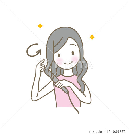 ヘアアイロンする女性 ヘアアイロンする女性 134089272