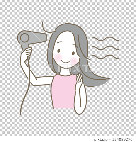 一個穿著吹風機的女人的插圖 一個穿著吹風機的女人的插圖 134089276