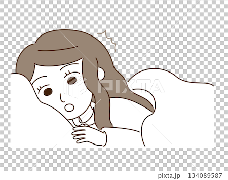 A woman waking up in surprise 134089587