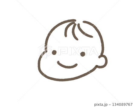 シンプルでかわいい赤ちゃんのイラスト　微笑み　ほほえみ 134089767