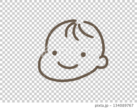 シンプルでかわいい赤ちゃんのイラスト　微笑み　ほほえみ 134089767