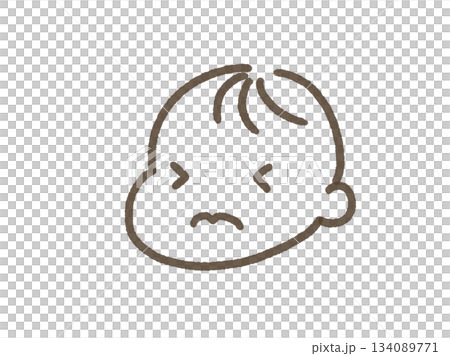 シンプルでかわいい赤ちゃんのイラスト　びっくり　ぴえん　泣きそう 134089771