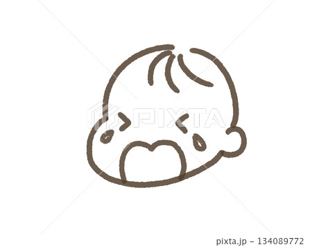 シンプルでかわいい赤ちゃんのイラスト　びえん　ぴえん　泣く　泣き顔 134089772