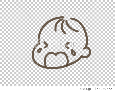 シンプルでかわいい赤ちゃんのイラスト　びえん　ぴえん　泣く　泣き顔 134089772