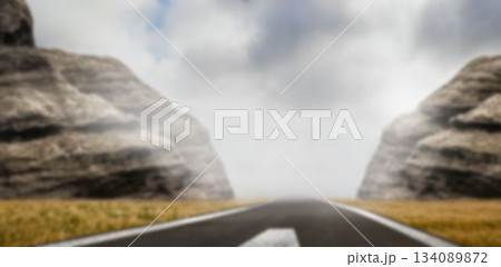 Road amidst rocky mountain Road amidst rocky mountain 134089872