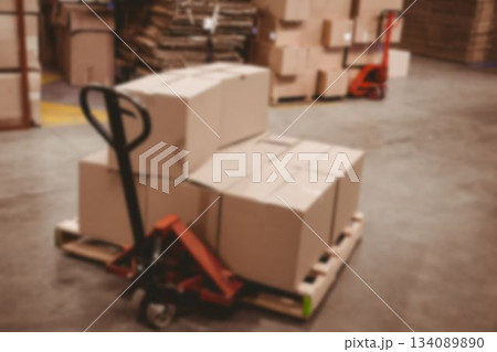 Piles of cardboard boxes arranged on hand cart Piles of cardboard boxes arranged on hand cart 134089890