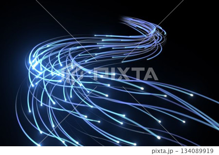 Blue fiber optics on black background 134089919