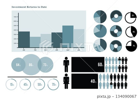 Composite image of charts and graphics 134090067