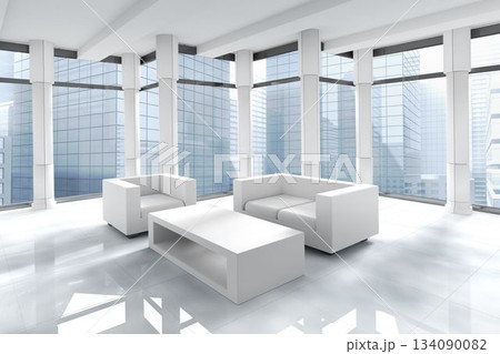 Modern room overlooking city 134090082