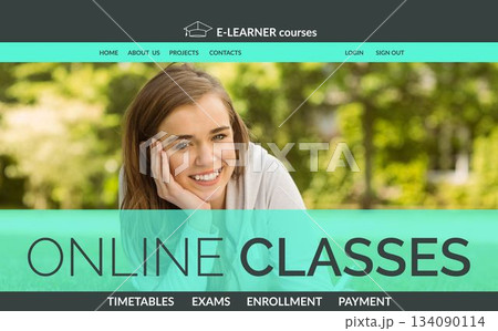 Composite image of e-learning interface on screen 134090114