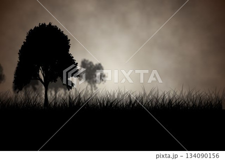 Dark gothic scene with trees 134090156