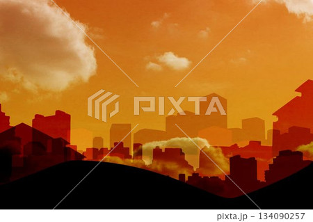 Digital composite image of cityscape 134090257