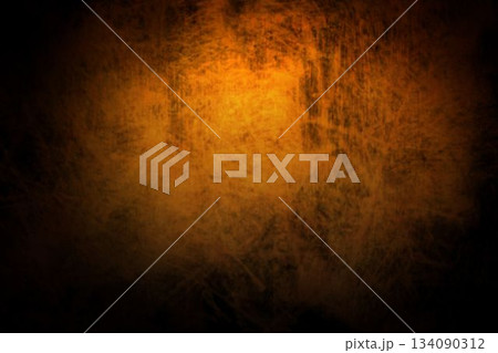 Glowing orange center is fading into black edges in flat design mottled grunge with scratched metal Glowing orange center is fading into black edges in flat design mottled grunge with scratched metal 134090312