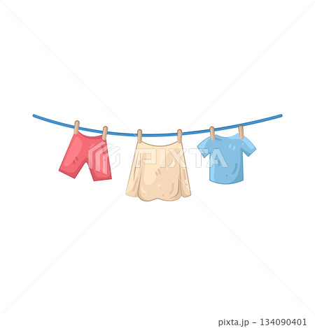 Illustration of drying clothes Illustration of drying clothes 134090401