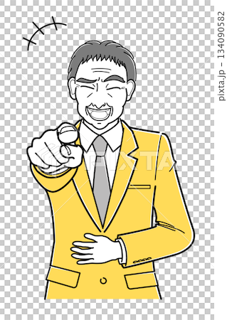 腹を抱えて笑うスーツの中年男性・上半身(シンプル) 腹を抱えて笑うスーツの中年男性・上半身(シンプル) 134090582