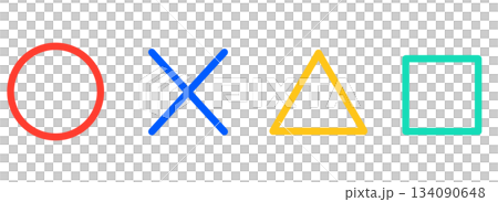 Simple circle, cross, triangle, and square marks 134090648