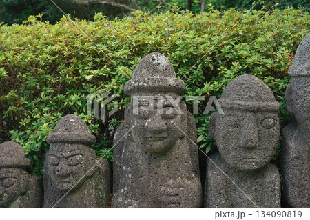 Stone Harvang Stone Statue Standing Side by Side, Symbol of Korea Jeju Island Stone Harvang Stone Statue Standing Side by Side, Symbol of Korea Jeju Island 134090819