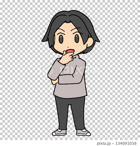 何かに気付きハッとする男性 134091038