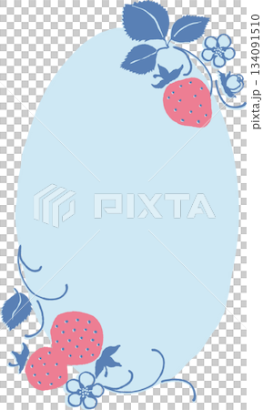 復古簡約流行草莓橢圓形相框 134091510