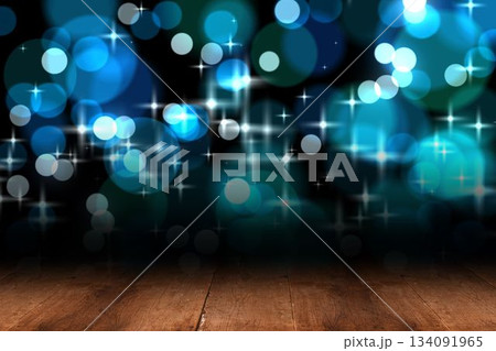 Shimmering light design over boards 134091965