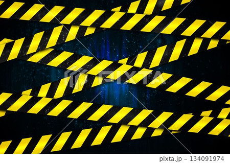 Yellow and black cordon tape 134091974
