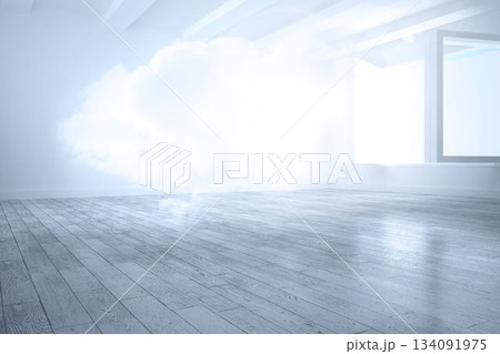 Room with holographic cloud Room with holographic cloud 134091975