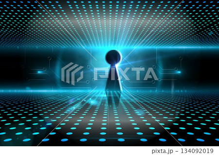 Keyhole on technological glowing background Keyhole on technological glowing background 134092019