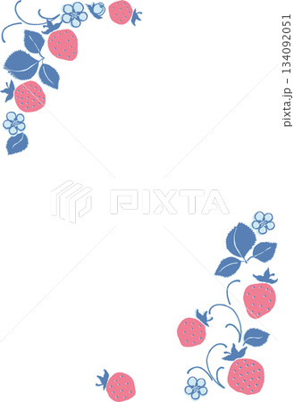 レトロ風のシンプルでポップなイチゴのコーナー素材 134092051