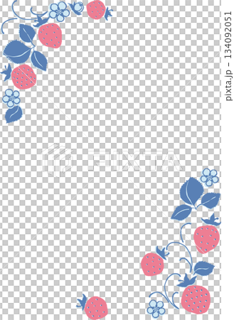 レトロ風のシンプルでポップなイチゴのコーナー素材 134092051