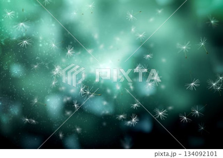 Digitally generated dandelion seeds on blue background Digitally generated dandelion seeds on blue background 134092101