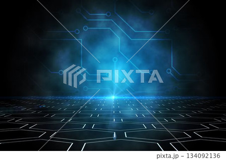 Circuit board on futuristic background with glow 134092136