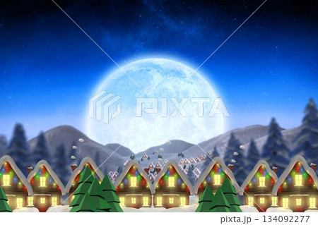 Quaint town with bright moon 134092277