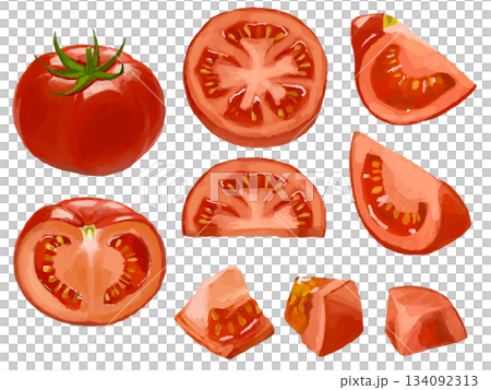 各種切法的西紅柿插圖集 [蔬菜食品] 134092313