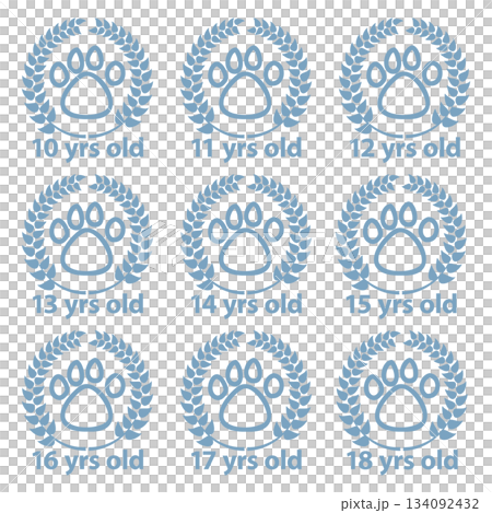 かわいいペット年齢 月桂樹 あしあと10-18セット ブルー 134092432