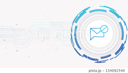 Image of digital envelope with circuit lines and circular tech design elements 134092540
