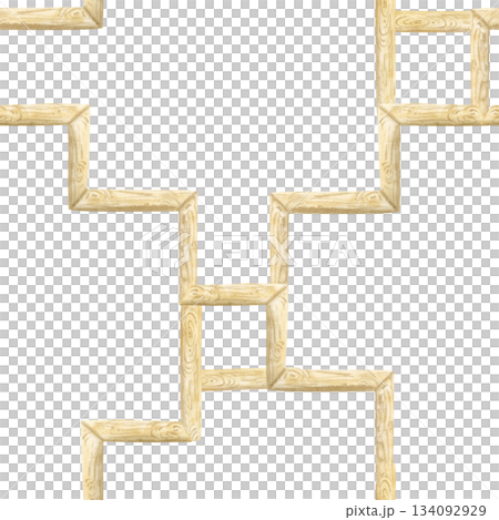 Wooden stairs abstract watercolor seamless pattern on white. Beige steps or shelves hand drawn repeat background. Simple maze of ladders 134092929