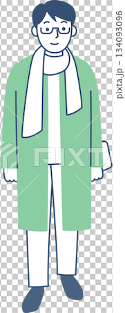 一個穿著外套的年輕男子正在行走 134093096