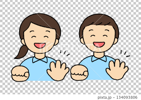 護理人員正在進行手指運動 護理人員正在進行手指運動 134093806