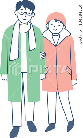 冬のコートを着たカップル 冬のコートを着たカップル 134094210