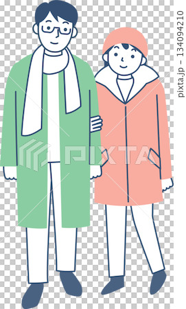 Couple wearing winter coats 134094210
