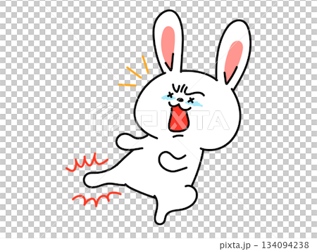 Cramp! A rabbit with a cramp in his leg 134094238