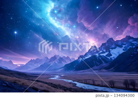 night landscape in mountains 134094300