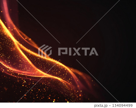 オレンジ色の炎とパーティクルの背景　AI画像 134094499