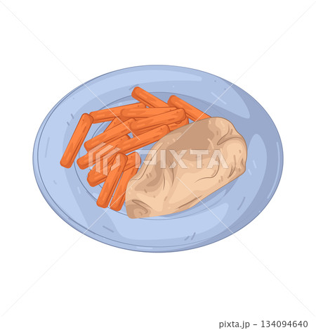 Illustration of chicken and carrot Illustration of chicken and carrot 134094640
