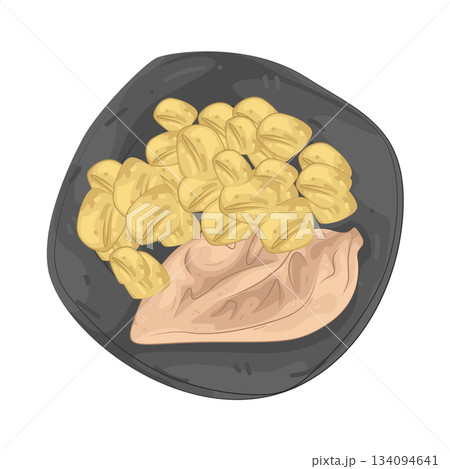 Illustration of chicken and nuts Illustration of chicken and nuts 134094641