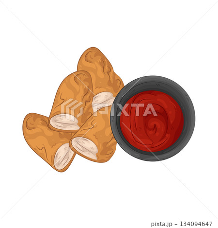 Illustration of nugget with sauce  134094647