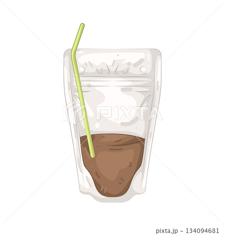 Illustration of chocolate drink pouch Illustration of chocolate drink pouch 134094681